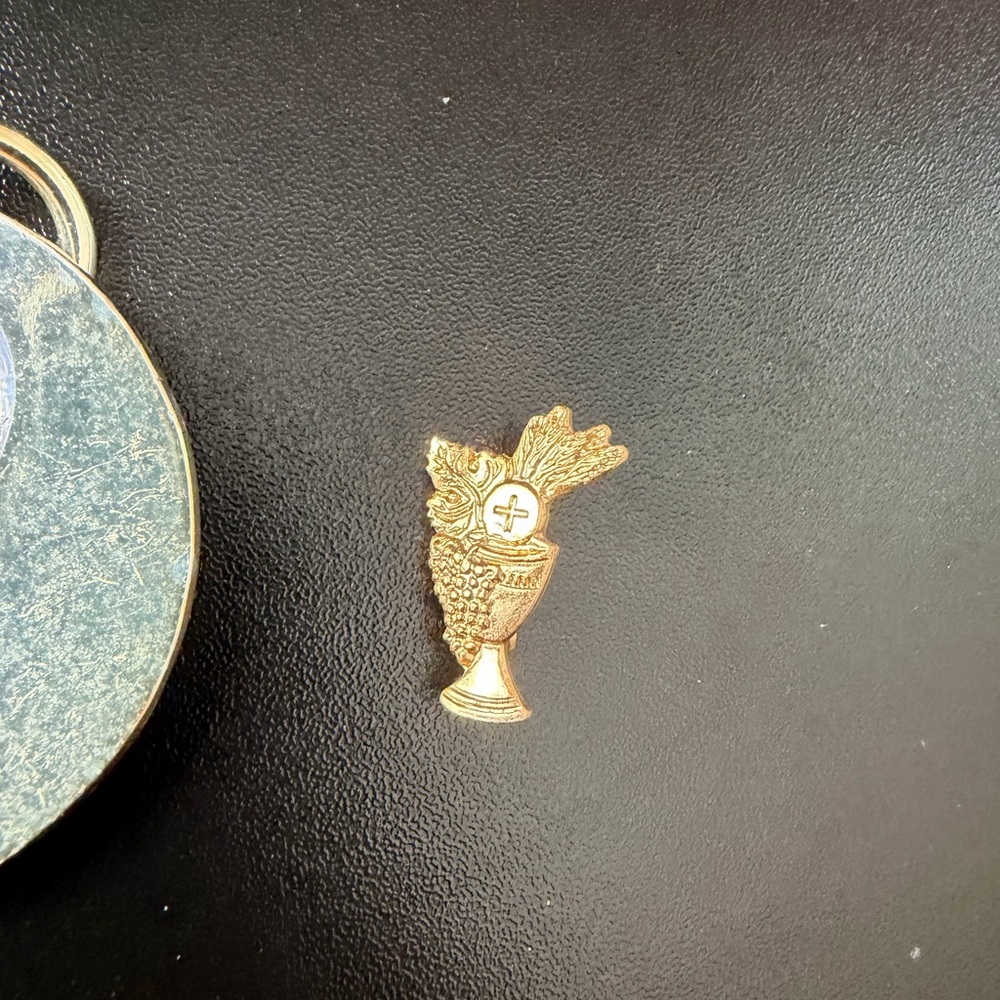 Gold Chalice and Wheat Religious Pin